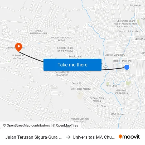 Jalan Terusan Sigura-Gura 1b to Universitas MA Chung map