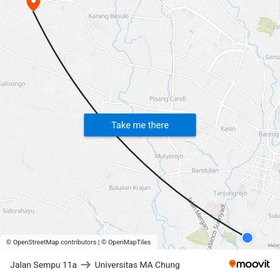 Jalan Sempu 11a to Universitas MA Chung map