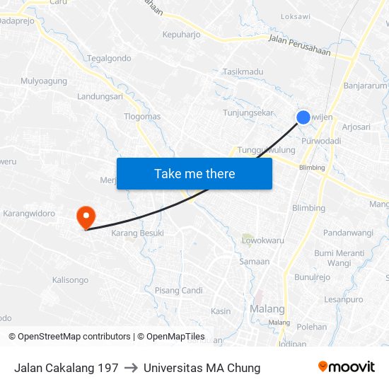 Jalan Cakalang 197 to Universitas MA Chung map