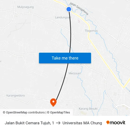 Jalan Bukit Cemara Tujuh, 1 to Universitas MA Chung map