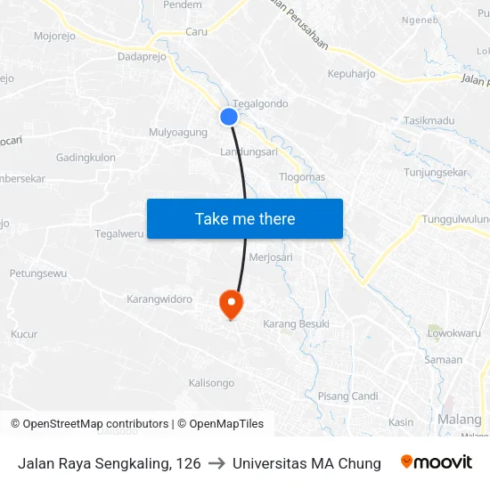 Jalan Raya Sengkaling, 126 to Universitas MA Chung map