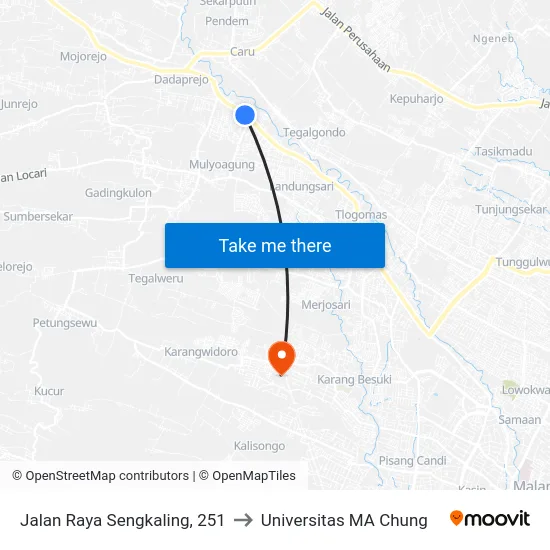Jalan Raya Sengkaling, 251 to Universitas MA Chung map
