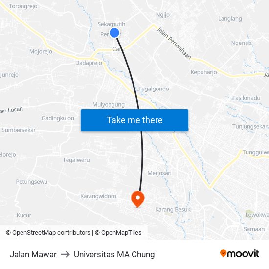 Jalan Mawar to Universitas MA Chung map