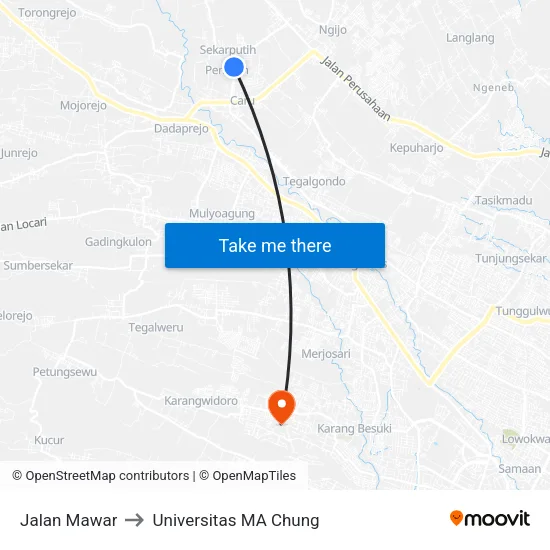 Jalan Mawar to Universitas MA Chung map