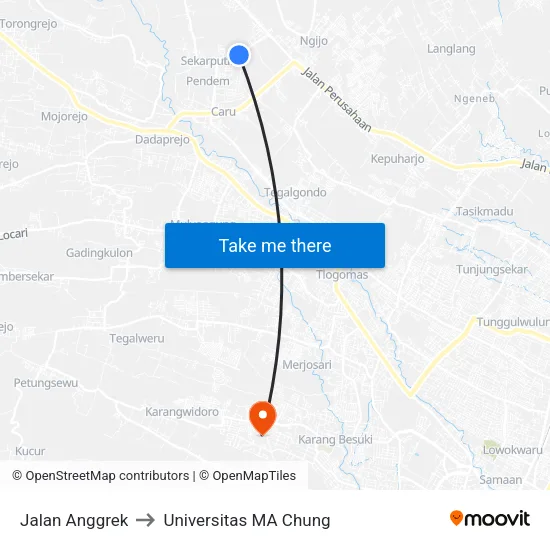 Jalan Anggrek to Universitas MA Chung map