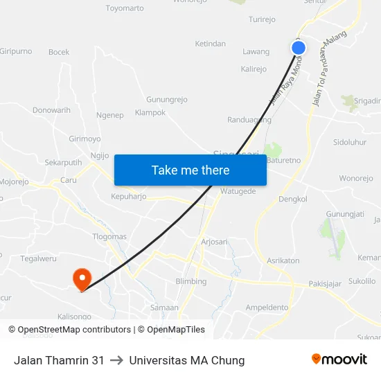 Jalan Thamrin 31 to Universitas MA Chung map