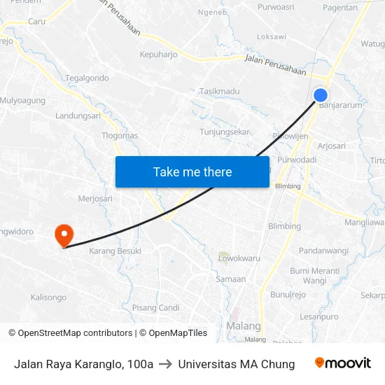Jalan Raya Karanglo, 100a to Universitas MA Chung map