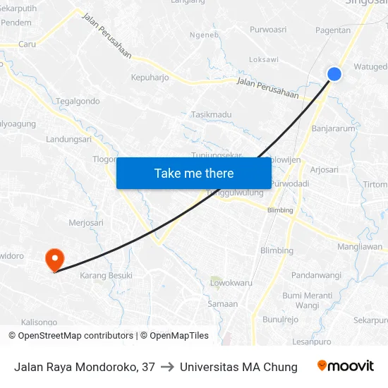 Jalan Raya Mondoroko, 37 to Universitas MA Chung map