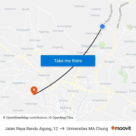 Jalan Raya Randu Agung, 12 to Universitas MA Chung map