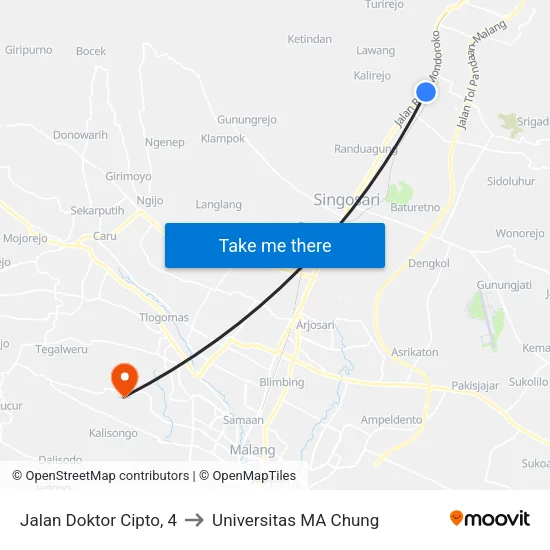 Jalan Doktor Cipto, 4 to Universitas MA Chung map