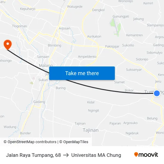 Jalan Raya Tumpang, 68 to Universitas MA Chung map