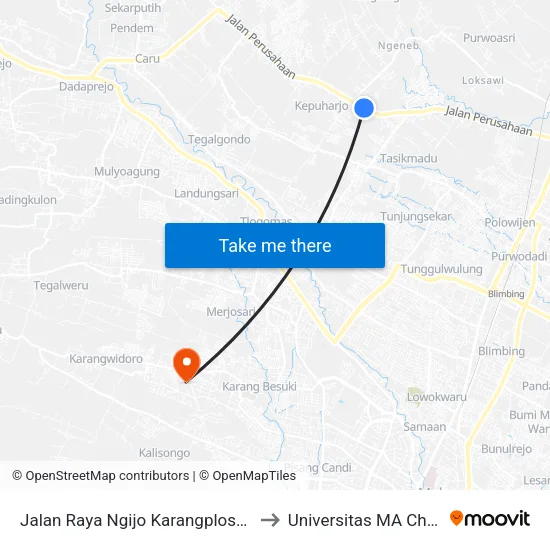 Jalan Raya Ngijo Karangploso, 55 to Universitas MA Chung map