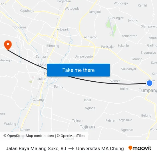 Jalan Raya Malang Suko, 80 to Universitas MA Chung map