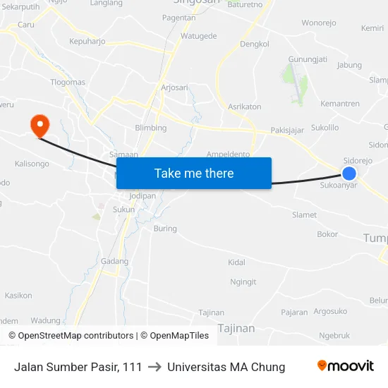 Jalan Sumber Pasir, 111 to Universitas MA Chung map