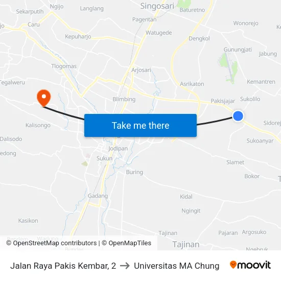 Jalan Raya Pakis Kembar, 2 to Universitas MA Chung map