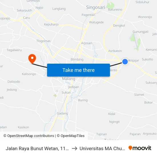Jalan Raya Bunut Wetan, 1148 to Universitas MA Chung map