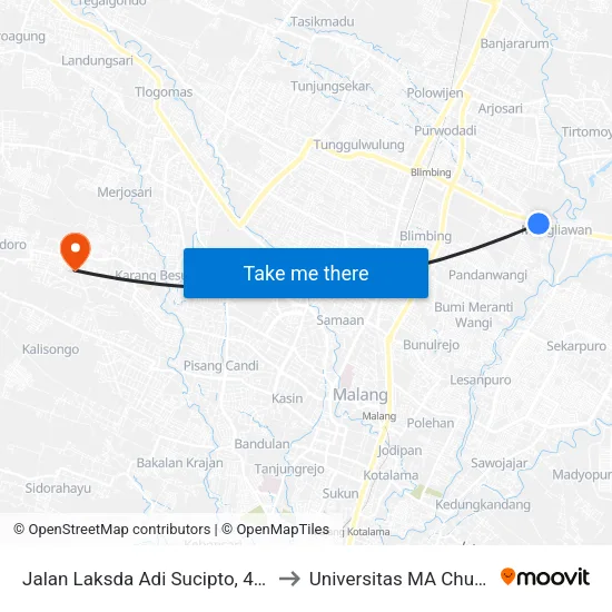 Jalan Laksda Adi Sucipto, 412 to Universitas MA Chung map