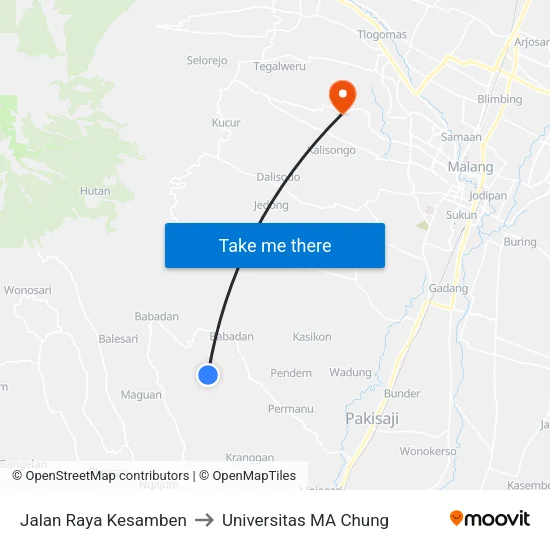 Jalan Raya Kesamben to Universitas MA Chung map