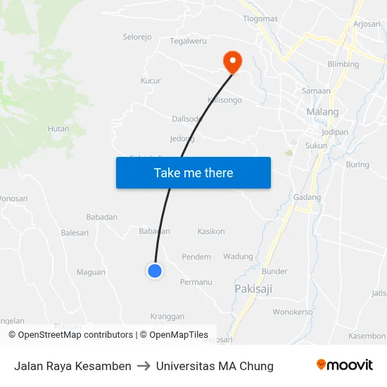 Jalan Raya Kesamben to Universitas MA Chung map