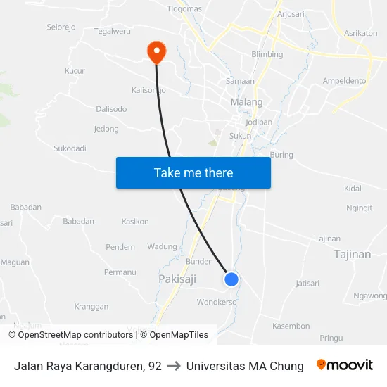 Jalan Raya Karangduren, 92 to Universitas MA Chung map