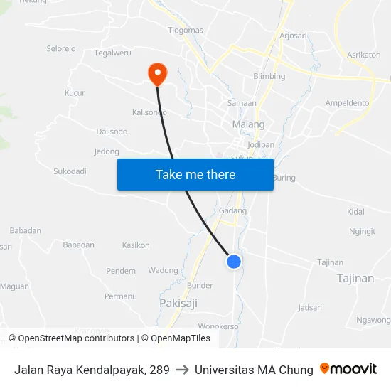 Jalan Raya Kendalpayak, 289 to Universitas MA Chung map