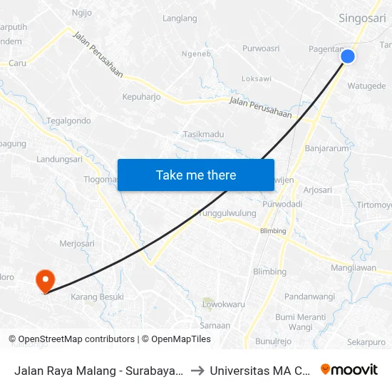 Jalan Raya Malang - Surabaya, 123a to Universitas MA Chung map