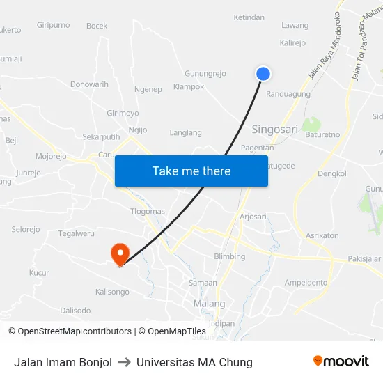 Jalan Imam Bonjol to Universitas MA Chung map