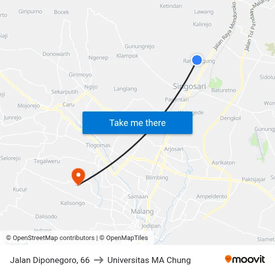 Jalan Diponegoro, 66 to Universitas MA Chung map