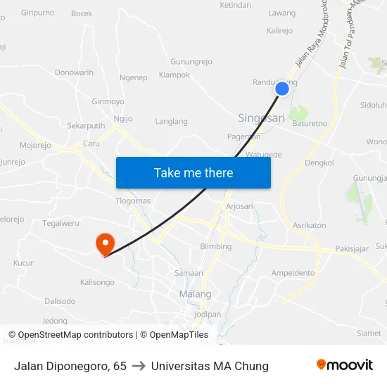 Jalan Diponegoro, 65 to Universitas MA Chung map