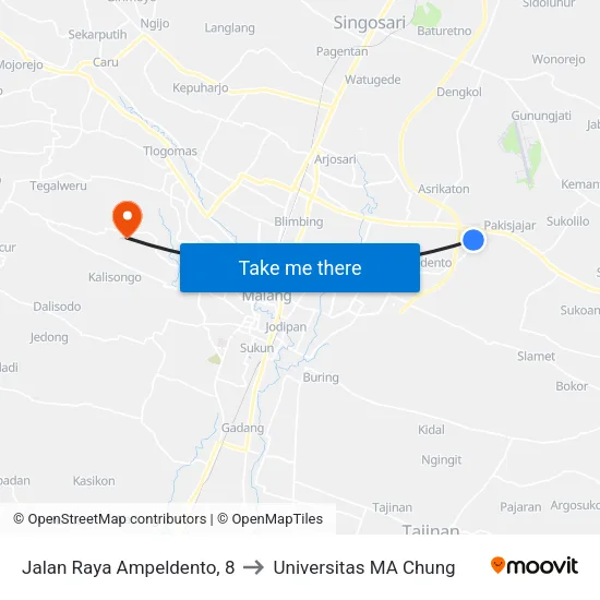 Jalan Raya Ampeldento, 8 to Universitas MA Chung map