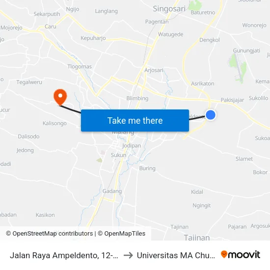 Jalan Raya Ampeldento, 12-19 to Universitas MA Chung map