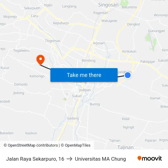 Jalan Raya Sekarpuro, 16 to Universitas MA Chung map