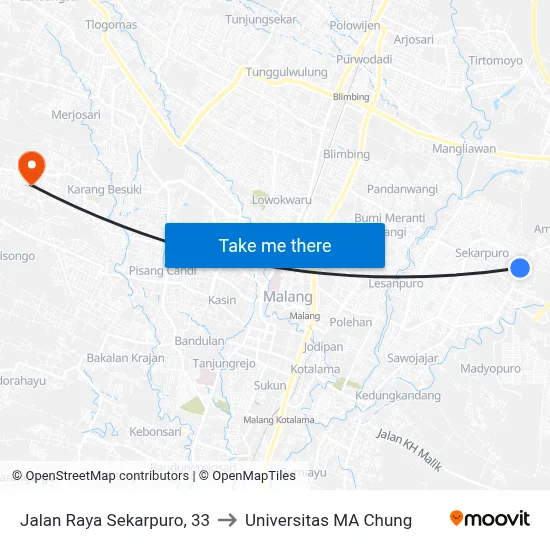 Jalan Raya Sekarpuro, 33 to Universitas MA Chung map
