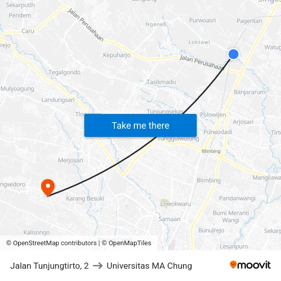 Jalan Tunjungtirto, 2 to Universitas MA Chung map