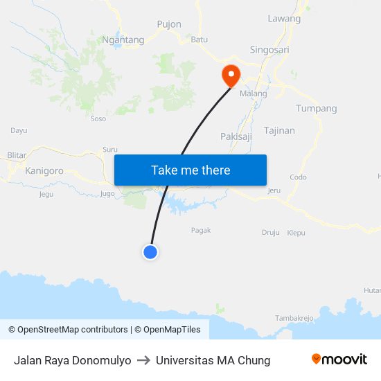 Jalan Raya Donomulyo to Universitas MA Chung map