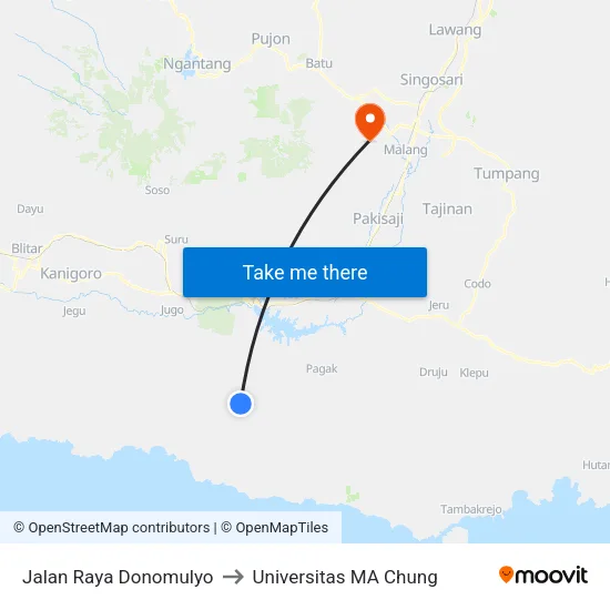 Jalan Raya Donomulyo to Universitas MA Chung map