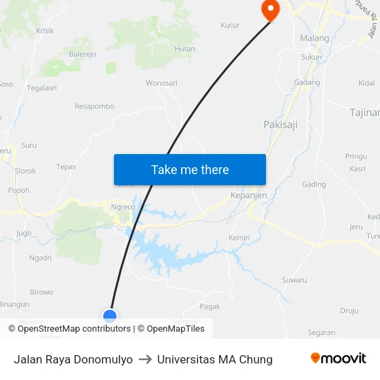 Jalan Raya Donomulyo to Universitas MA Chung map