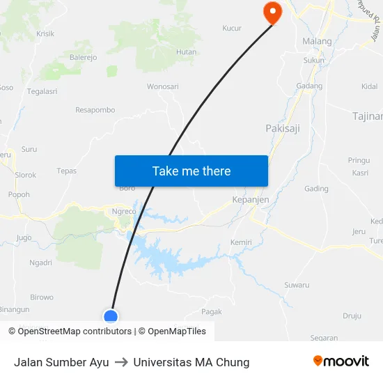 Jalan Sumber Ayu to Universitas MA Chung map