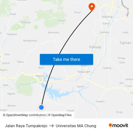 Jalan Raya Tumpakrejo to Universitas MA Chung map