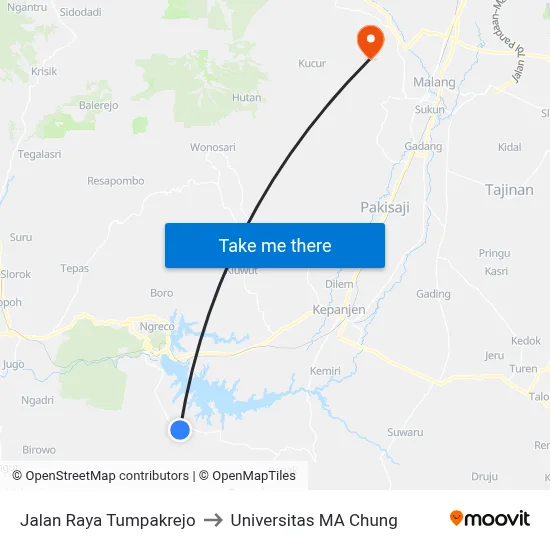 Jalan Raya Tumpakrejo to Universitas MA Chung map