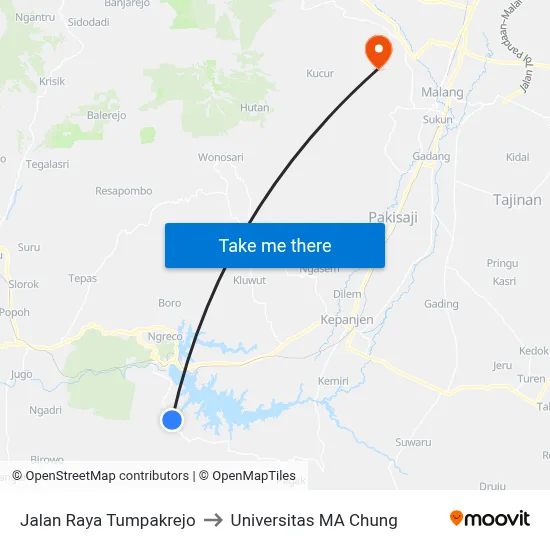 Jalan Raya Tumpakrejo to Universitas MA Chung map