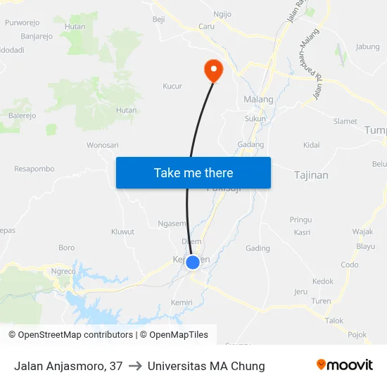 Jalan Anjasmoro, 37 to Universitas MA Chung map