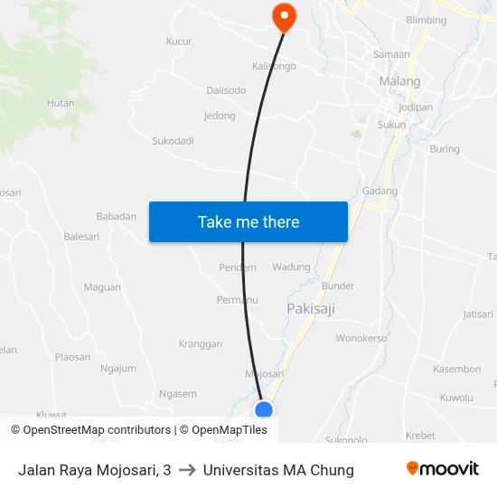 Jalan Raya Mojosari, 3 to Universitas MA Chung map