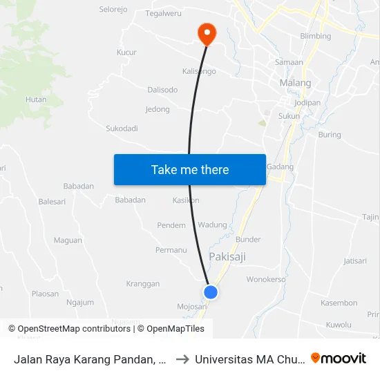 Jalan Raya Karang Pandan, 368 to Universitas MA Chung map