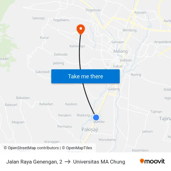 Jalan Raya Genengan, 2 to Universitas MA Chung map