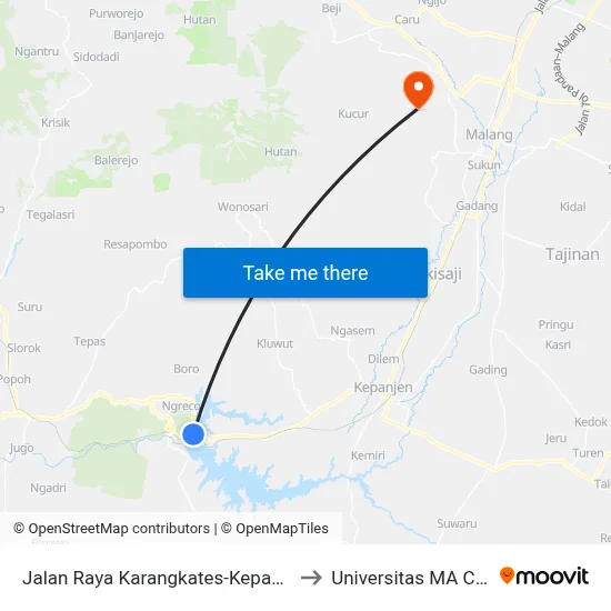Jalan Raya Karangkates-Kepanjen, 77 to Universitas MA Chung map
