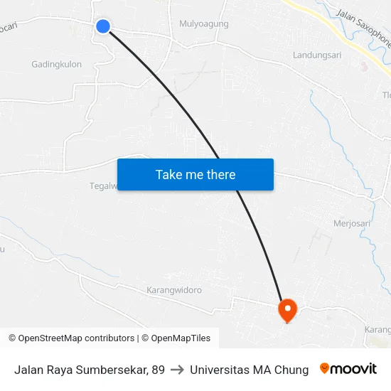 Jalan Raya Sumbersekar, 89 to Universitas MA Chung map