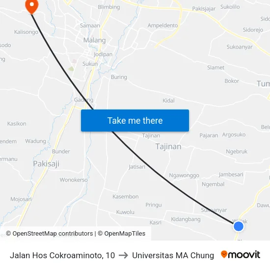 Jalan Hos Cokroaminoto, 10 to Universitas MA Chung map