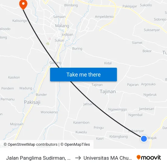 Jalan Panglima Sudirman, 55 to Universitas MA Chung map