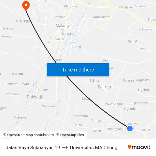 Jalan Raya Sukoanyar, 19 to Universitas MA Chung map
